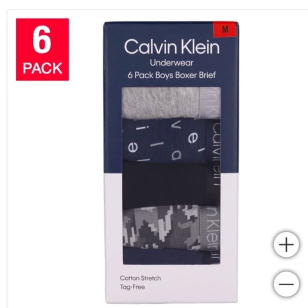 NIB 100% AUTH Calvin Klein boys 6 pack brief underwear Sz L
